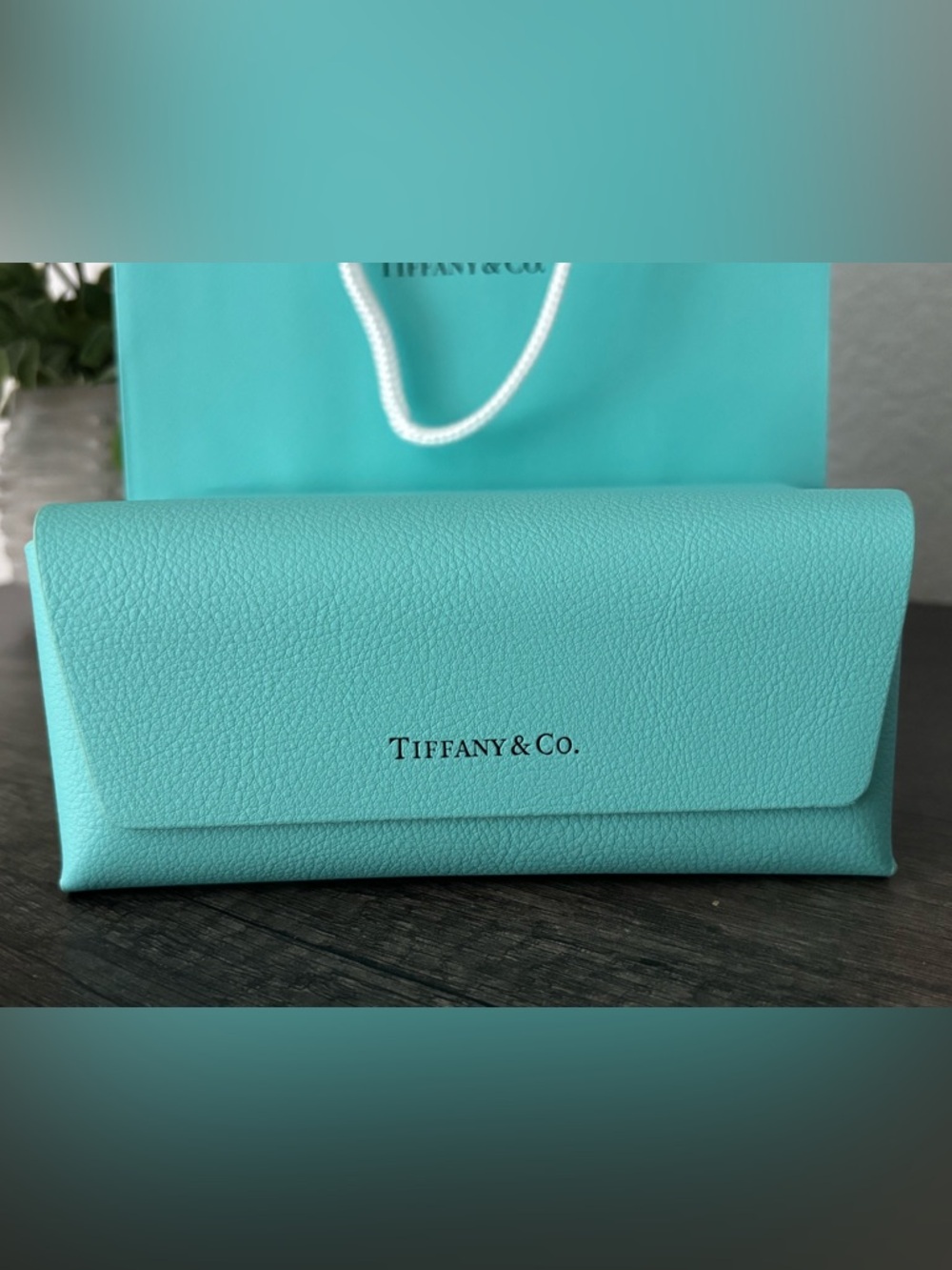 Tiffany & Co. Pebbled Leather Sunglasses Case With Gift Bag